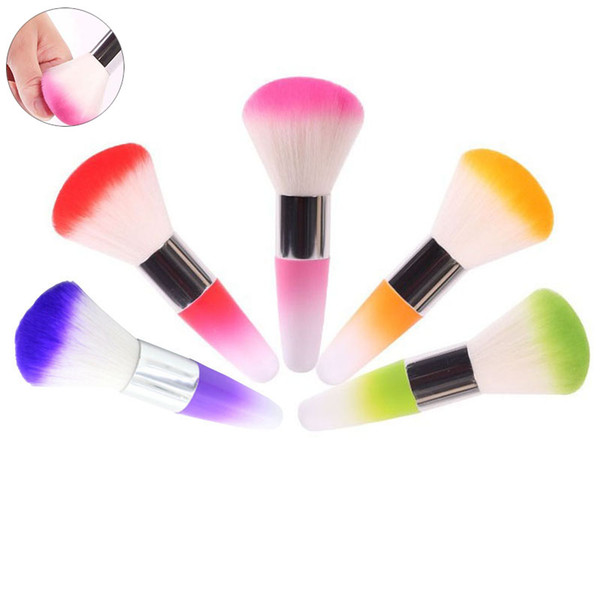 Wholesale- 1pcs Multi-function nail make-up brushes,for acrylic and UV gel art tips dust cleaner nail dust brush tools 5 colors optional