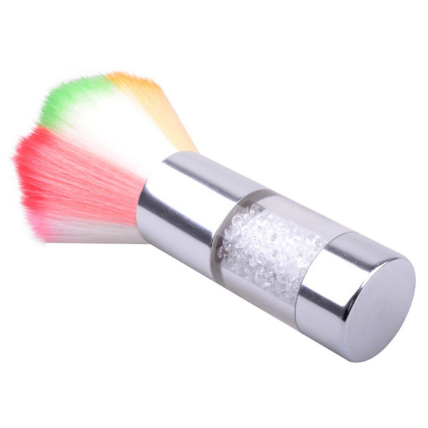 Wholesale- Brand Colorful Nail Dust Brushes Nail Gel Powder Nail Art Dust Remover Brush Cleaner Rhinestones Makeup Foundation Tool