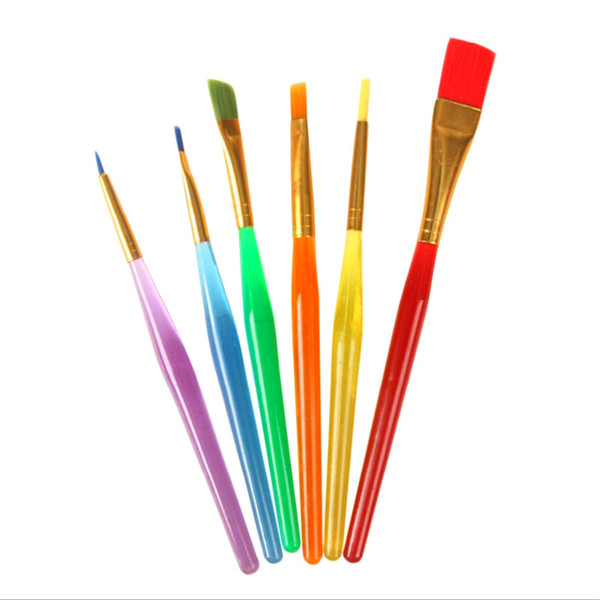 Wholesale- 6pcs/lot Colorful Nylon Handle Nail ATools Set UV Gel Builder Painting Drawing Brushes Pens Tool