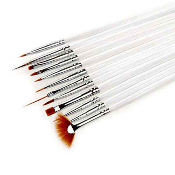 Wholesale- 12Pcs/set Nail Art Polish Painting Draw Pen Brush Tips Tools Set UV Gel Cosmetic Nail tools pinceis nail brush Wholesale White