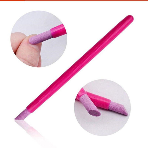 Wholesale- Hot 1PC Cuticle Stick Pen Quartz Scrub Stone Spoon Pusher Manicure Nail Art Beauty Tools Remove Cuticle Ceramic Rod Scrubs