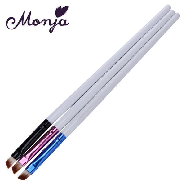 Wholesale- 3Pcs/set Nail Pen Brushes Wood Handle Fingernail Painting Drawing Builder UV Gel Acrylic False Tips Art Decoration Manicure Tool