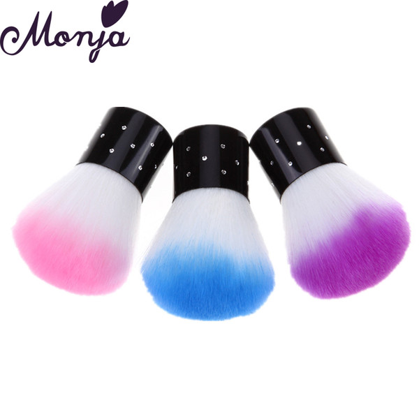 Wholesale- 1Pcs Nail Art Dust Cleaning Brush Multifunction Makeup Blusher Powder Soft Cleaner Care Remover Brushes Plastic Manicure 3 Color