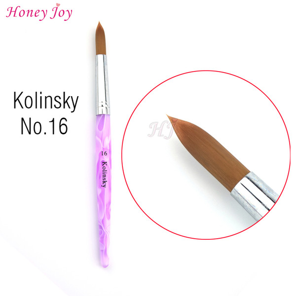 Wholesale- Promotion New Arrival Size #16 Kolinsky Professional Painting Nail Acrylic Brush Purple Handle Acrylic Pincel Liquid Powder Pen