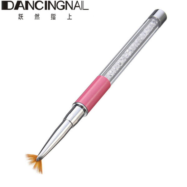 Wholesale- Nail Art Fan Pen Brush Pro Nail Art Design Gradient Shading Painting Drawing Pen Acrylic Crystal Handle Manicure Tool