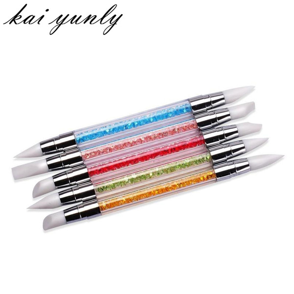 Wholesale- kai yunly 5PCS Pencil Strass Head Nail ANail Silicone Brushes With Acrylic Strap Aug 29