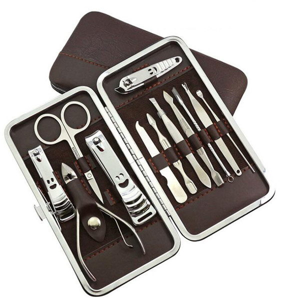 12pcs Manicure Set Pedicure Scissor Tweezer Knife Ear Pick Utility Nail Clipper Kit ,Stainless Steel Nail Care Tool Set