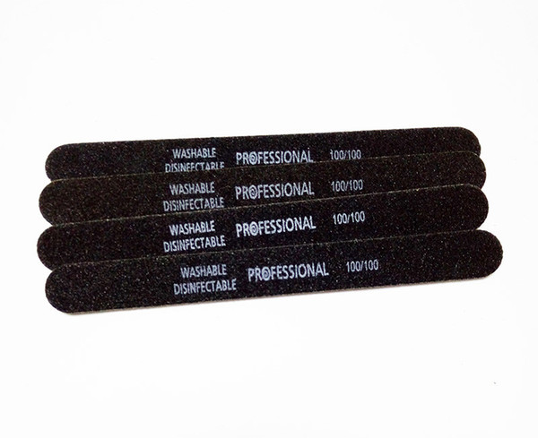 Wholesale- 12pcs Fashion Emery Professional Nail File 100/100 Manicure Art Nail File Cuticle Remover Buffer Nail Art Sets! Line Black File