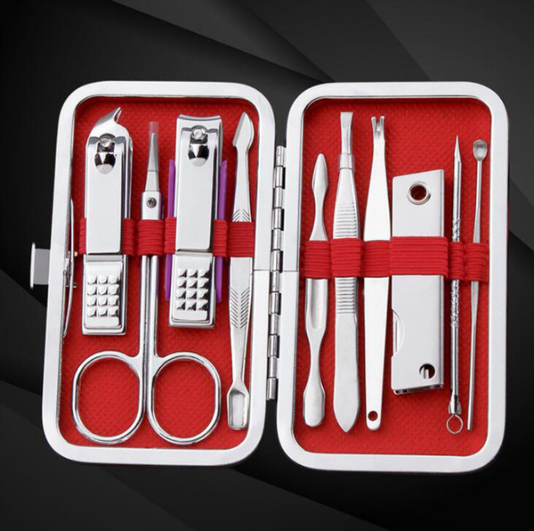 10pcs/set Splash proof Nail Tools,Mini Manicure Kit, Carbon steel Toe Nail Cutter&Professional Cuticle Nipper with case