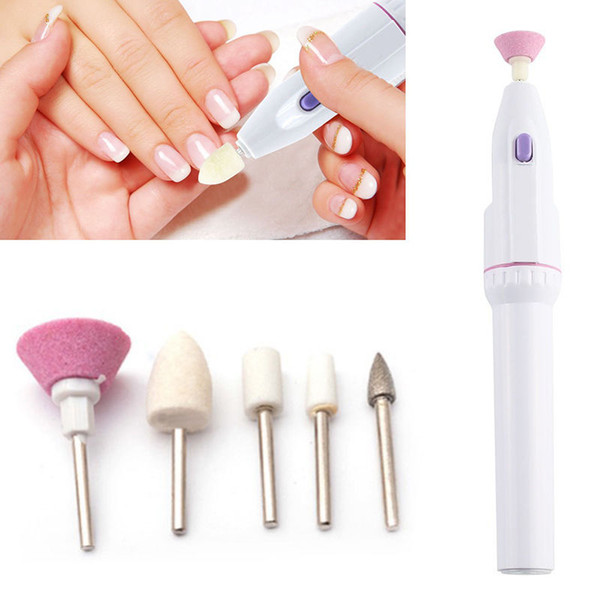 Portable Nail Drill Kit Nail Art Pen Salon Shaper Trimming Electric Drill Polisher Manicure Pedicure Kit 5 Bits