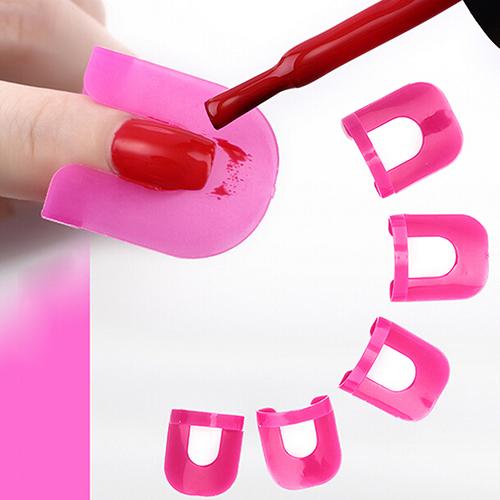 26x Nail Polish Edge Anti-Flooding Plastic Template Clip + 1 Pc Sticker Tool Set