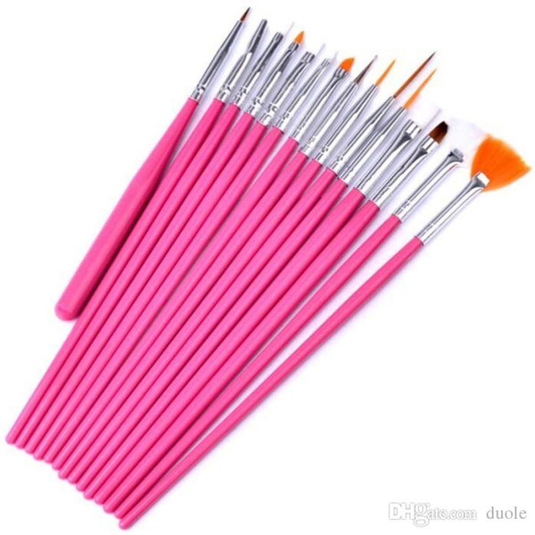 Nail Art Brush Set 15pcs/set Painting Dotting Design White/Pink Pen Polish women Brush Set Free DHL Fedex UPS