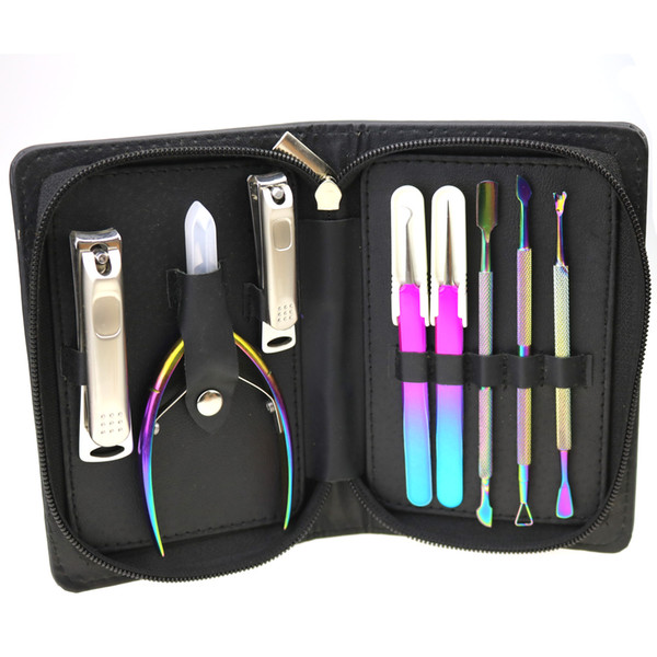 8 piece manicure pedicure grooming kit set for professional finger & toe nail care cuticle pusher trimmer fashion leather case, Extractor To