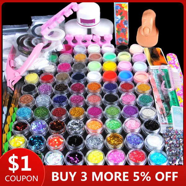 78pcs Nail Acrylic Glitter Manicure Set For Nail Art Kit Gems Decoration Crystal Rhinestone Brush Tools Kit For Manicure