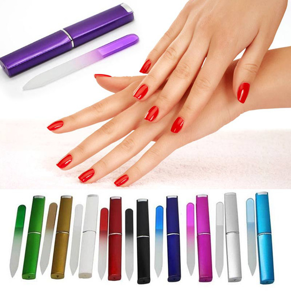 Colorful Glass Nail Files Durable Crystal File Nail Buffer NailCare Nail Art Tool for Manicure UV Polish Tools 9pcs/set RRA2134