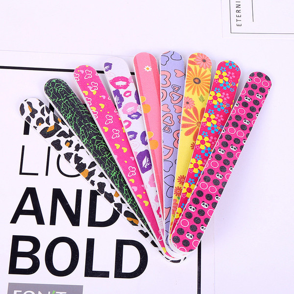 Fashion Printing Double sided Nail File Nail Tool Grind Manicure Setback Sand Bar Strip Grind Sand Block Nail File