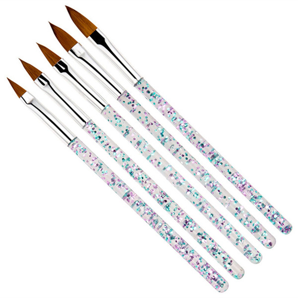 11/13/15/17/19mm Nail Art Crystal Brush UV Gel Builder Painting Dotting Pen Carving Tips Manicure Salon Tools F3000