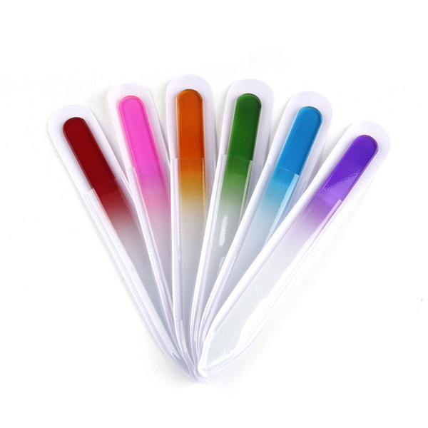 Glass Nail Files Durable Crystal File Nail Buffer Care Colorful NailArt Tool for Manicure Salon UV Polish Tool 0603022