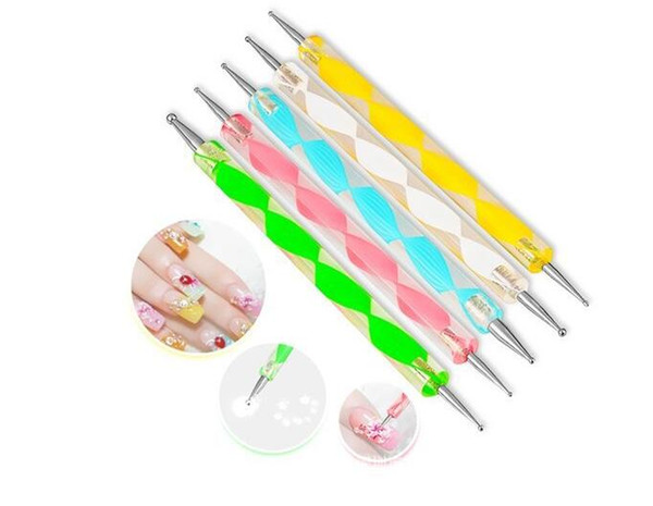 2-way Dotting Pen Marbleizing Tool Nail Polish Paint Manicure Dot NAIL ART 5pcs in 1 set