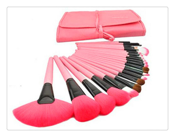 Professional 24pcs Make up Brush Set,Makeup Brushes & tools, Brand MakeUp Brush Set with Leather Case Color pink or black