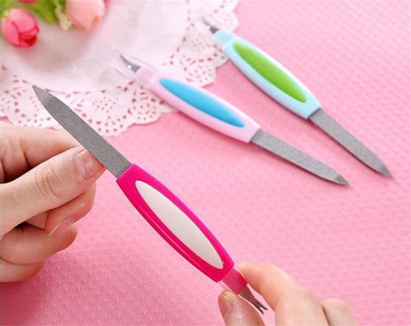 Nail Art Tool Nail File Exfoliating Scrub Fork Stainless Steel Double Head Multifunction Polishing Beginner Manicure Beauty Tools