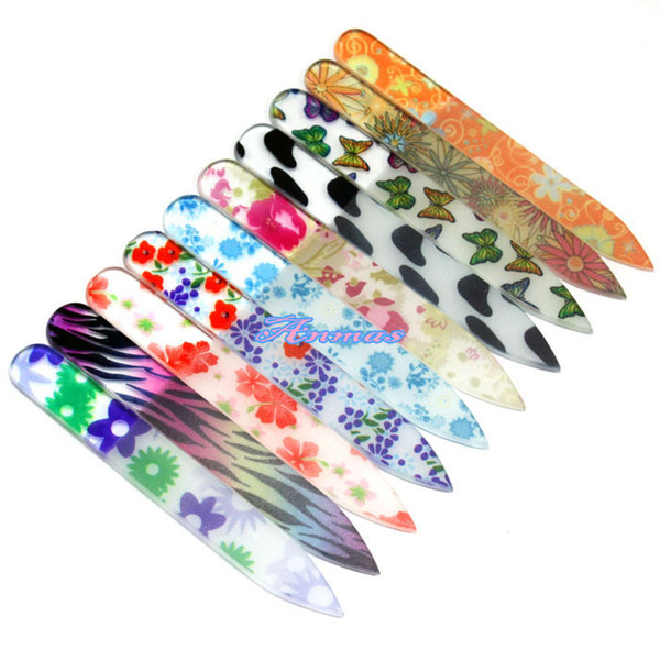 Hot Sale !!! 6 PCS / Set Random Color Style MINI Crystal Glass Nail File Colorful files Manicure Tool