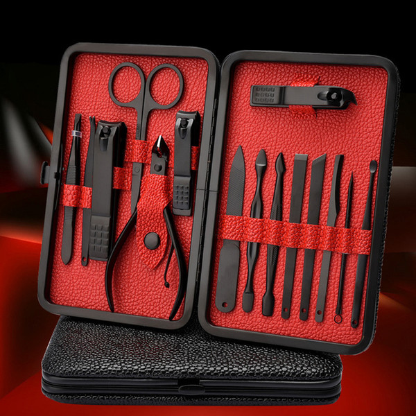 18Pcs Pro Manicure Set tool Nails Clipper for all extension Pedicure set Kit Utility Scissors Tweezer Knife Nail Art Tools kits DHL Free