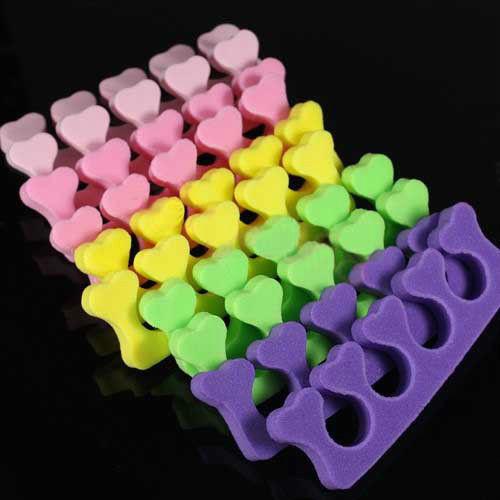 500pcs / Lot Random Color Heart Soft Foam Finger Toe Separator Acrylic Nail Art Salon Manicure Pedic