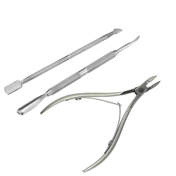 3Pcs Nail Cuticle Pusher Spoon Cuticle Nipper Set Dead Skin Remover Edge Cutter Scissor Clipper Plier Nail Art Tool Manicure Set