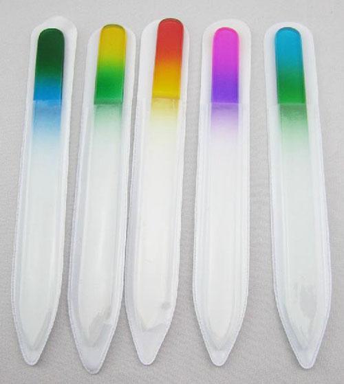 200PCS GLASS NAIL FILES CRYSTAL NAIL BUFFER ART CARE DIFFERENT GRADIENT COLOR 5.5