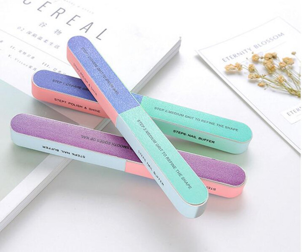 Free Shipping Nail file sanding six sides polished nail art tool double-sided nail clipper colors random