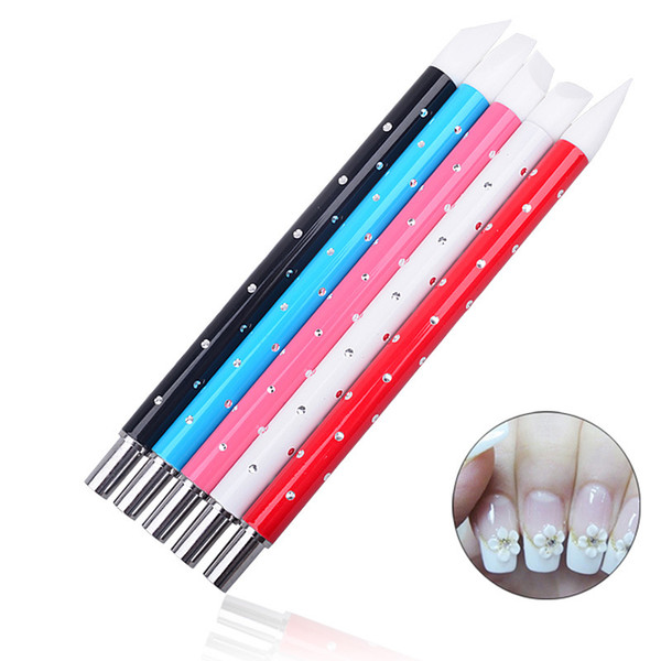 5Pcs/set Silicone Brush Sculpture Pen Carving Emboss Hollow Shaping Builder Painting Dotting Polish Gel Nail Art Manicure Tools Set