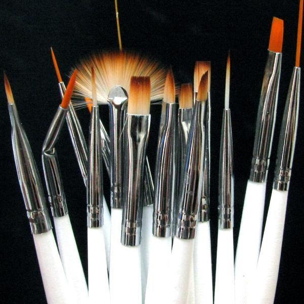 15 pcs Nail Art Decorations Brush Set Tools Professional Painting Pen for False Nail Tips UV Nail Gel Polish