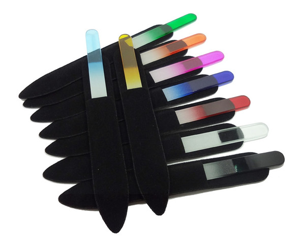 Glass Nail Files Crystal File Nail Buffer With Companion Black Sleeve Colorful 5.5