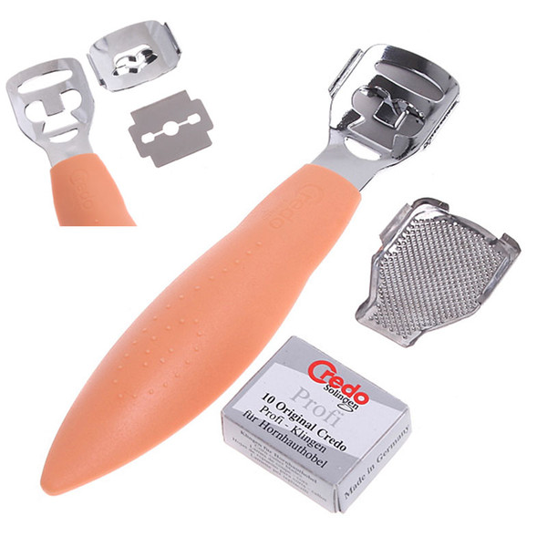 3 pcs/lot Callous Corn Cuticle Pusher Polisher Pedicure Cutter Remover with 10pcs Blade free hipping