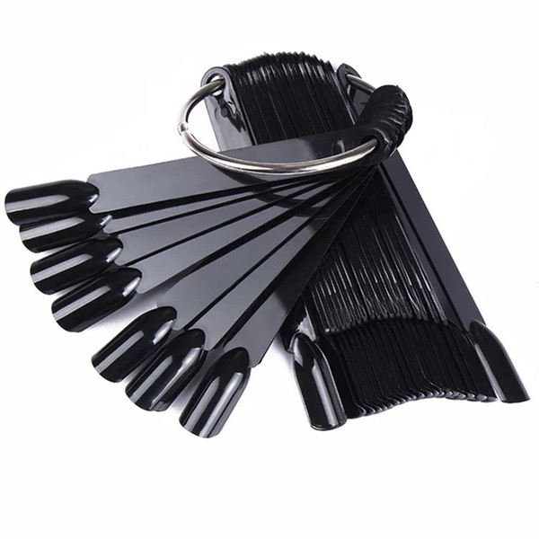 50PCS Professional Black Fan Shaped False Fake Nail Art Tips Nail Art Decoration Display for salon