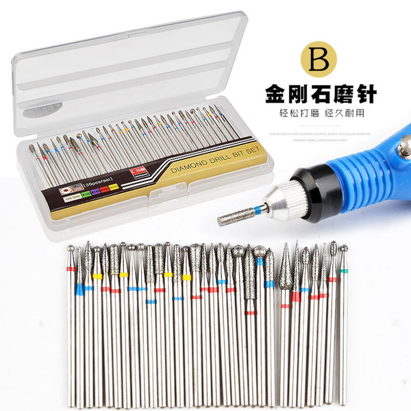 30PCS nail drill bits Nail Art Cuticle Pusher Tool Dead Skin Remover UV Gel Polish Pedicure Cleaner Double Side Manicure Set