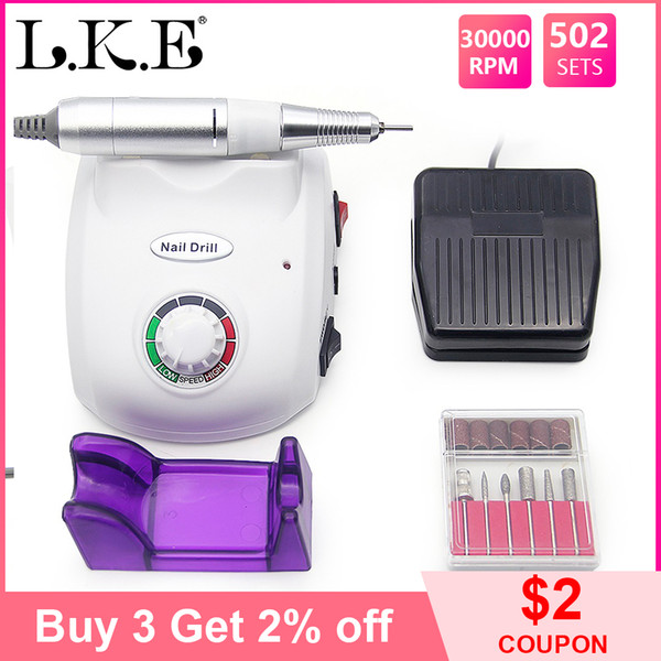 LKE Electric Nail Drill Machine Apparatus for Manicure Pedicure 30000 RPM Nail Polishing Equipment with 6Pcs Drill Bits Set