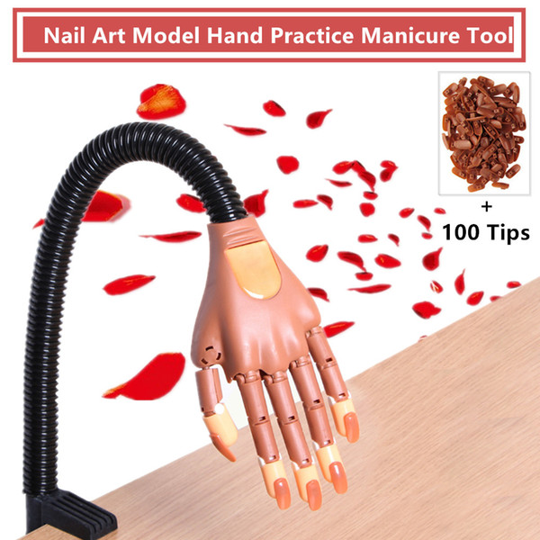 New Style Nail Art Practice Hands Soft Nail Training Hand Holder Model for with 100pcs Nail Tips Adjustable Manicure Tool