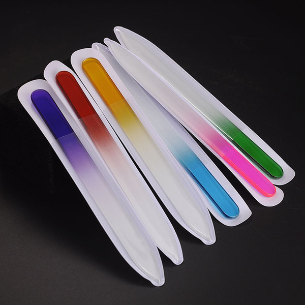 Colorful Glass Nail Files Durable Crystal File Nail Buffer NailCare Nail Art Tool 14cm for Manicure UV Polish Tool free shipping DHL