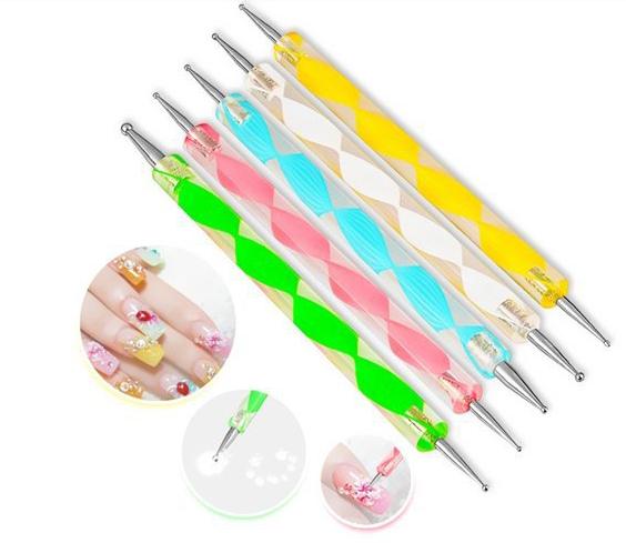 Free DHL! 5Pcs/Set High Quality Two-Way Dotting Pen Marbleizing Painting Tool Nail Art Dot Set #DT05