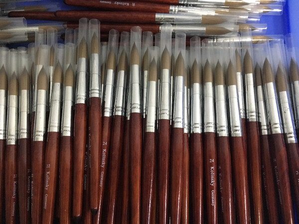 Round Sharp #14#16#18#20#22#24 High Quality Kolinsky Sable Pen With Red Wood Handle Acrylic Nail Brush For Professional Painting Nail Salon