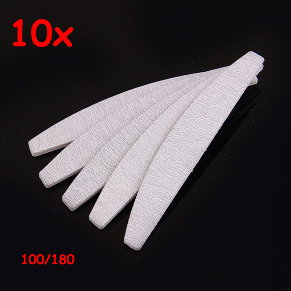 Wholesale- GLIMPSE 10PCS nail file buffer 100/180 grey japan sands paper sanding manicure professional zebra half moon nail file for salon