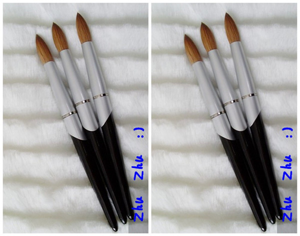 New Design Nail Tools Black Metal Handle #10-#24 Kolinsky Round Sharp Professional Painting Nail Acrylic Brush 1pcs/lot