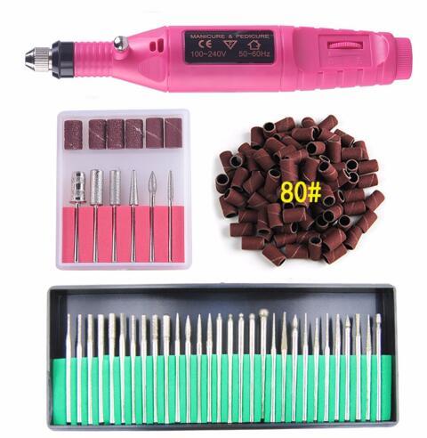 Electric Nail Art Polish Machine Nail Drill Bits Set Manicure Pedicure Cuticle Acrylic Gel Remover Tools Kit EU US Plug