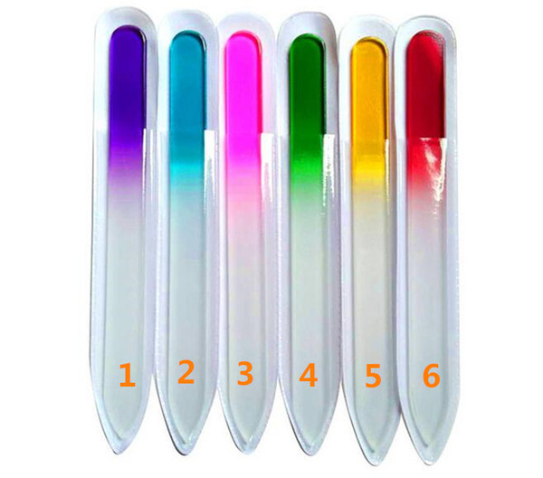 9CM Glass Nail Files Durable Crystal File Nail Buffer Nail Care 6 candy colors D896