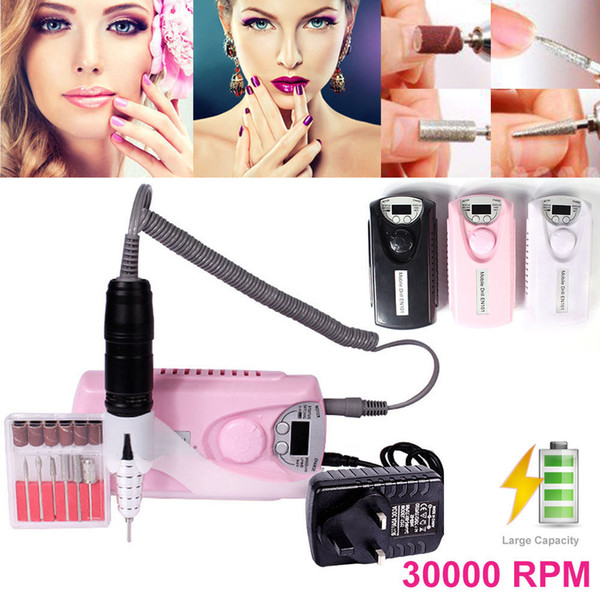 MINI MOBILE Rechargeable 3000RPM Electric Nail File Drill Machine Portable Manicure NEW Set EN101