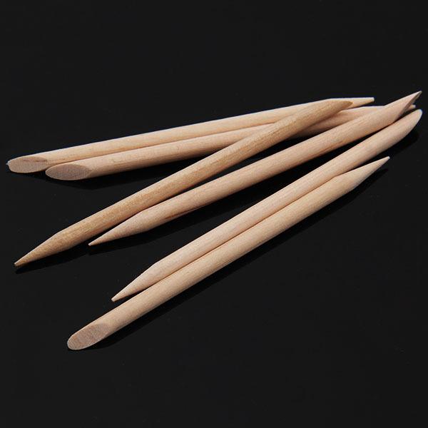 Wholesale-Hot Sale 100x ORANGE WOOD CUTICLE STICKS HOOF PUSHER NAIL TOOL MANICURE PEDICURE NAIL ART