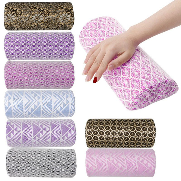 Soft Lace Hand Cushion Rest Pillow Nail Art Design Manicure Care Half Cylinder