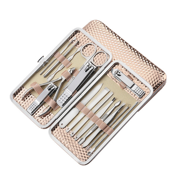 16pcs Manicure Kits Set Portable Practical Stainless Steel Nail Art Tools Pedicure Tool Set Manicure Tools for Nail Toenail